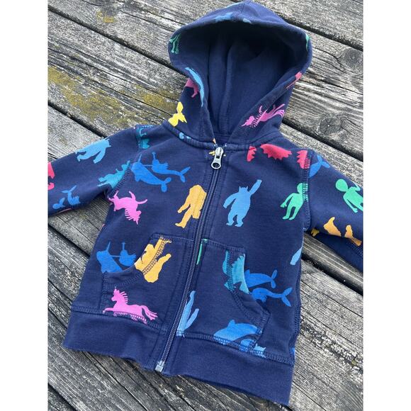 Hanna Andersson Baby Navy Blue Fun Creatures‎ Zip Up Hoodie 6-12 Months - Picture 3 of 6